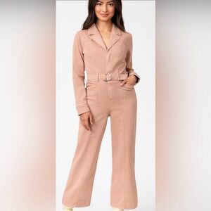 NWT PAIGE Pink Utility Jumpsuit‎ Belted Long Sleeve One Piece Workwear Chic